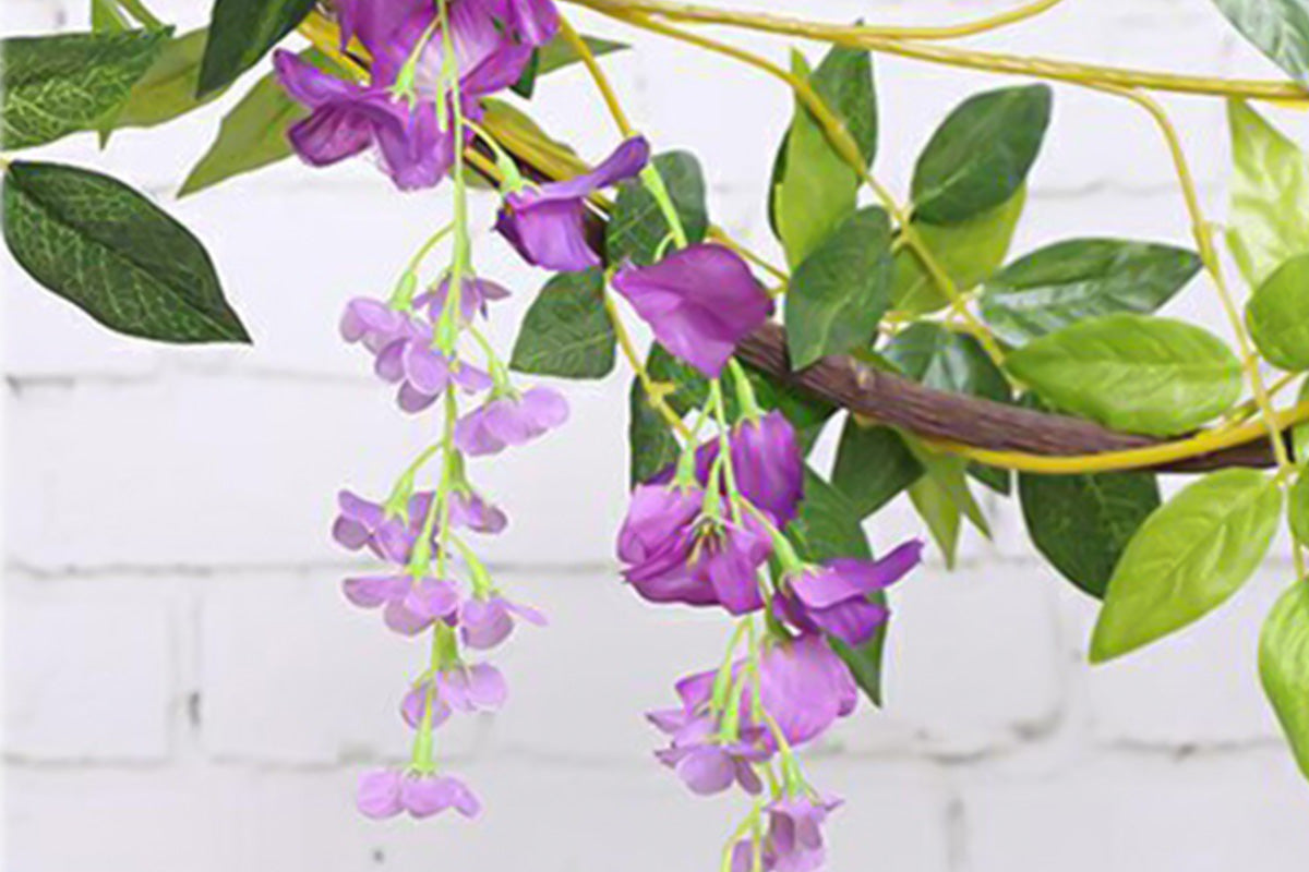 4Pcs Artificial Silk Wisteria Vine Hanging Garland 1.8 m for Home and Garden Decoration
