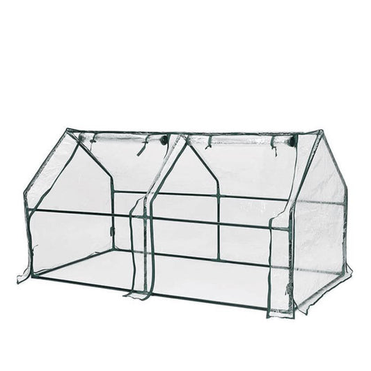 Clear Greenhouse Flower Garden Shed with Zipper Doors-House Shape