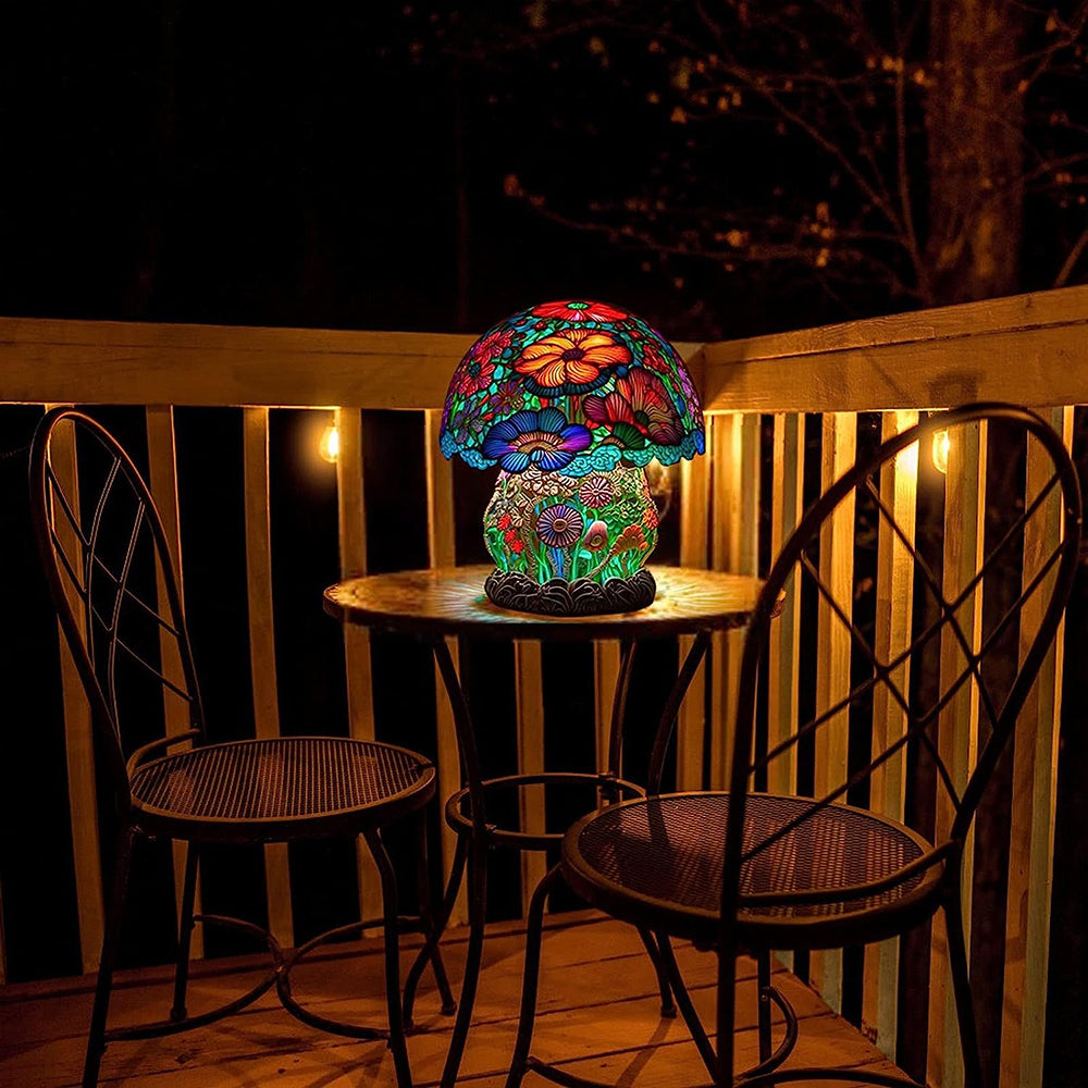 Bohemian Resin Painting Glass Mushroom Table Lamps