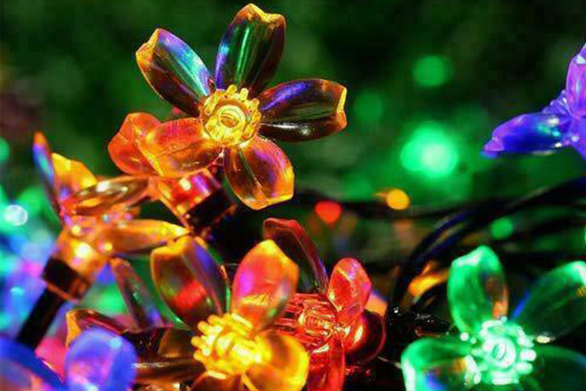 Outdoor Solar String Flower Lights Fairy Lights for Garden and Christmas Decoration