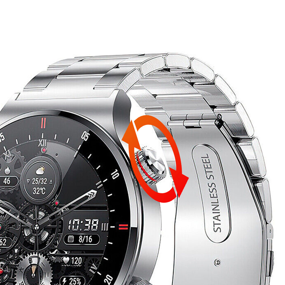 Sport Bluetooth Call Smart Watch With 1 Steel Strap and 1 Silicone Strap