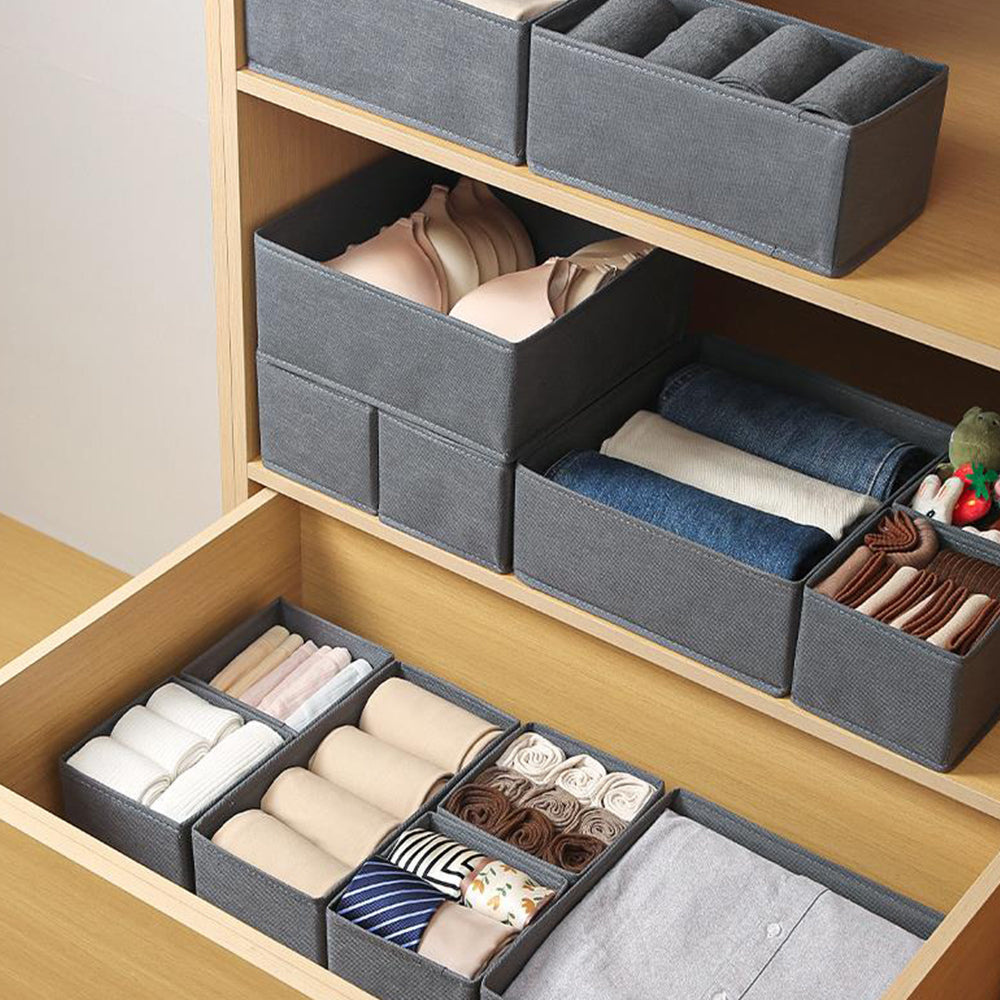 6Pcs Foldable Drawer Organizer Sock Underwear Storage Box with Zipper