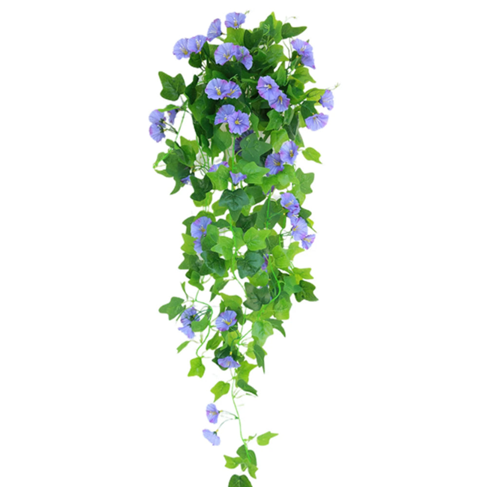 Artificial Morning Glory Vine Hanging Plant for Wall Decor