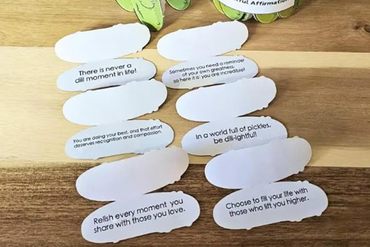 60PCS Positive Pickles Affirmation Cards Jar Motivational Gift for Women and Teens