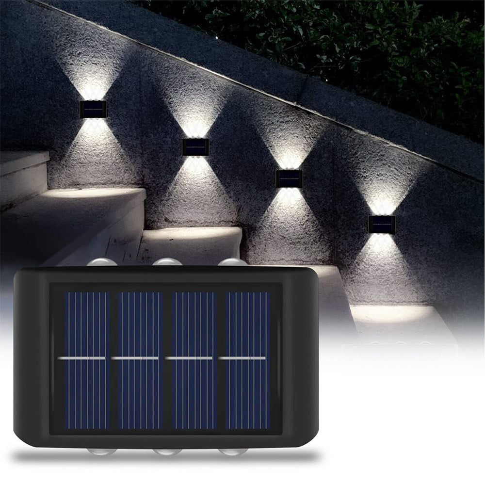 4Pcs Solar Wall Light for Outdoor Fence Waterproof Convex Lens Design