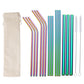 17Pcs Reusable Stainless Steel Straws Set with Cleaning Brushes and Pouch