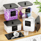 4Pcs Clear Laundry Storage Containers with Airtight Wooden Lids