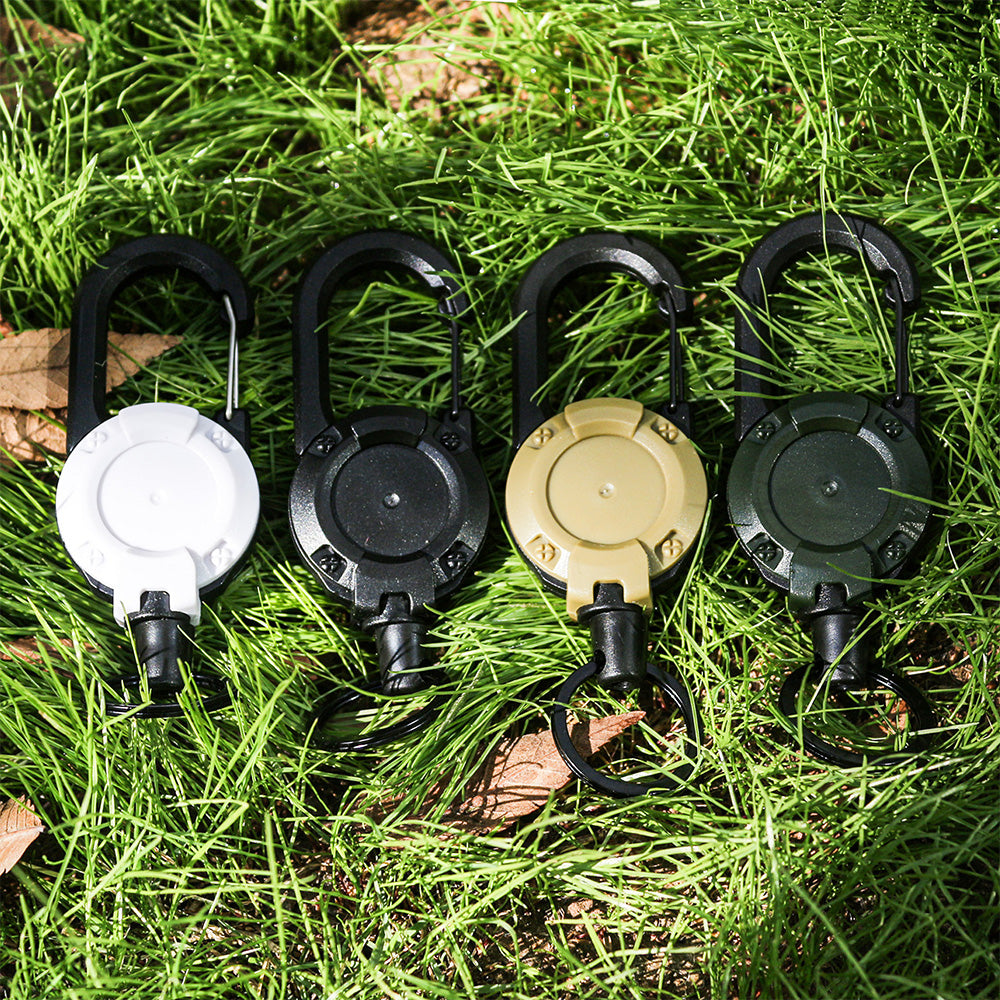 4Pcs Heavy Duty Retractable Steel Cord Carabiner Anti-Lost Backpack Key Chain Badge Holder