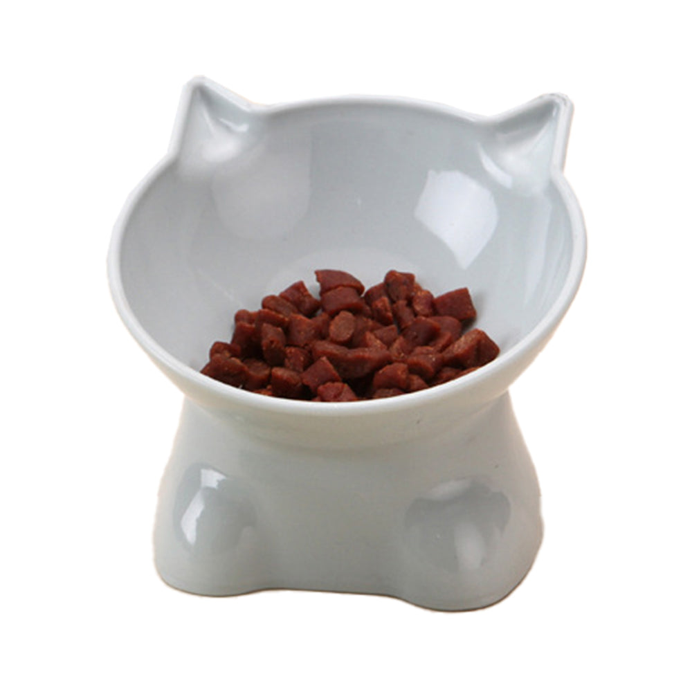 2Pcs Elevated Cat Dog Pet Bowl Feeder-Grey+Pink