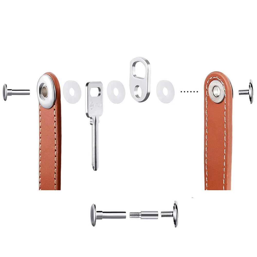 Leather Smart Key Holder Folding Key Organizer Clip Compact Keychain