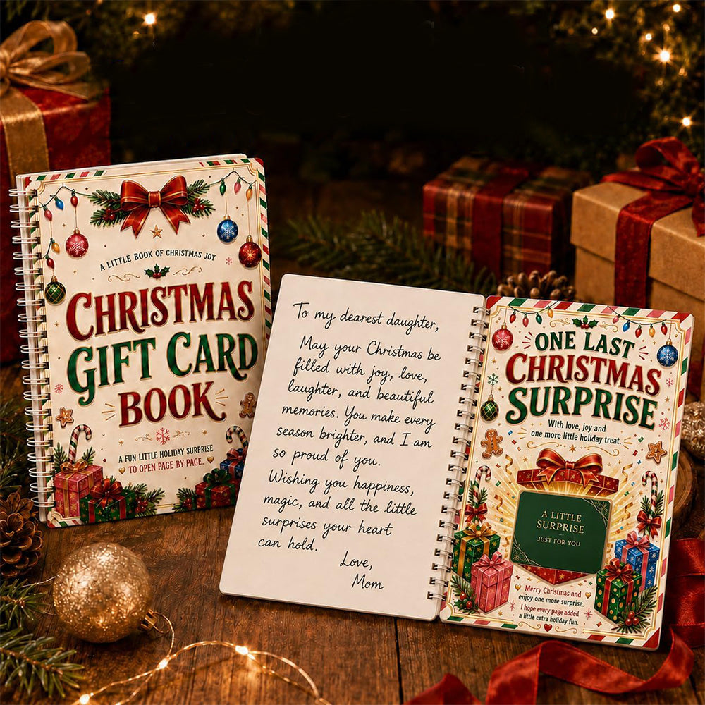 DIY Christmas Gift Card Book with Spiral Binding and Handwritten Notes