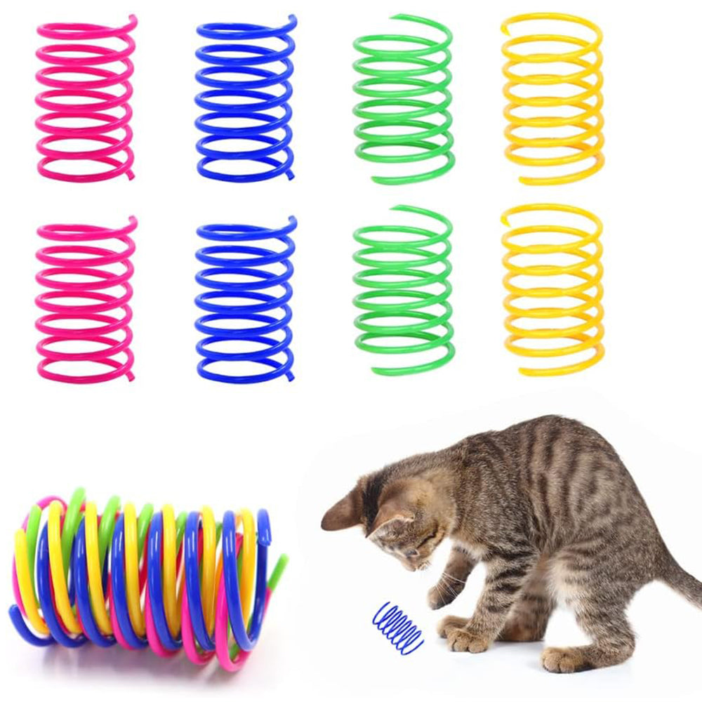 40Pcs Cat Kitten Spring Bouncy Toy Plastic Training Toys Colorful Coil Teasing Playing Cat Toy