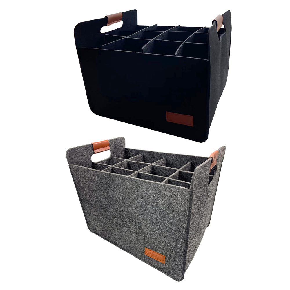 2Pcs 12 Bottle Wine Tote Bag Wine Carry Case-Grey and Black