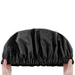Reusable Water-Resistant Double-Layer Polyester and Satin Shower Cap for Women
