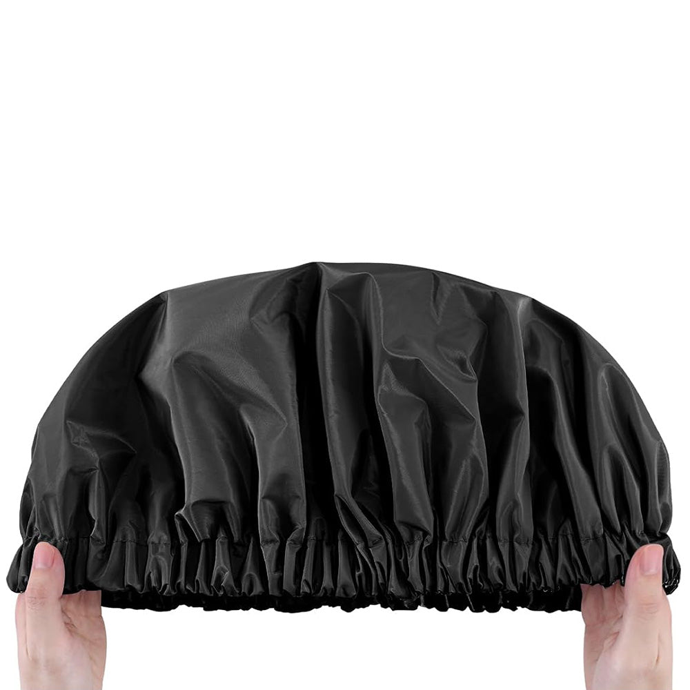 Reusable Water-Resistant Double-Layer Polyester and Satin Shower Cap for Women
