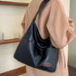 Solid Color PU Leather Shoulder Bag Large Capacity Tote Bag