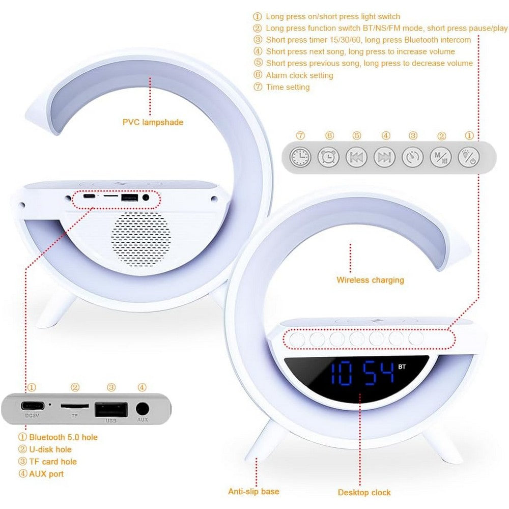 3 in 1 Night Light Bluetooth Speaker with USB Wireless Charger