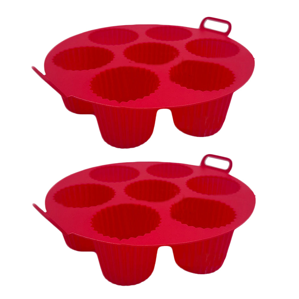 2Pcs 7 Cavity Silicone Cupcake Muffin Baking Mold for Air Fryer