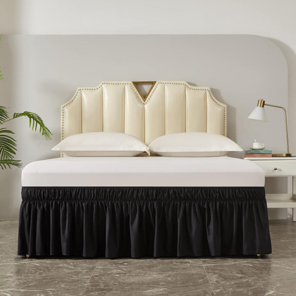 2Pcs Wrap Around Dust Ruffles Bed Skirt with Adjustable Elastic Belt