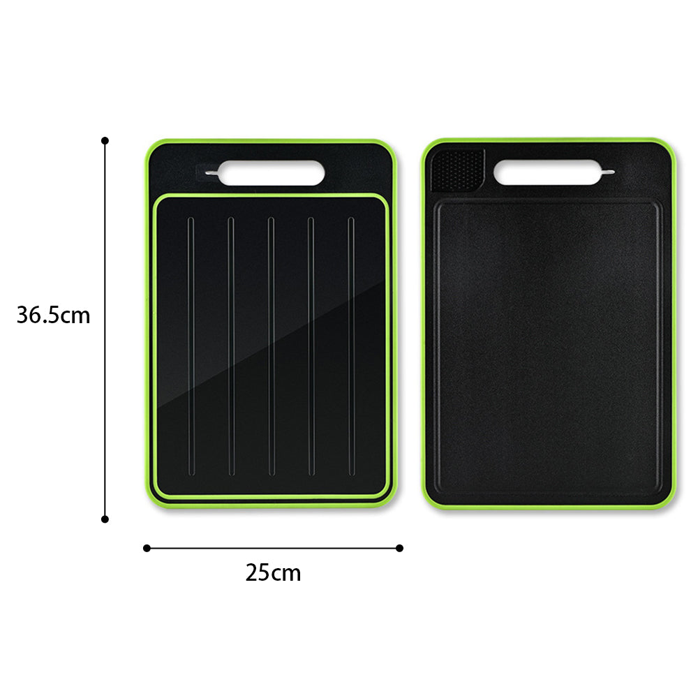 4-in-1 Double Sided Thawing Tray and Cutting Board with Aluminum Sharpener