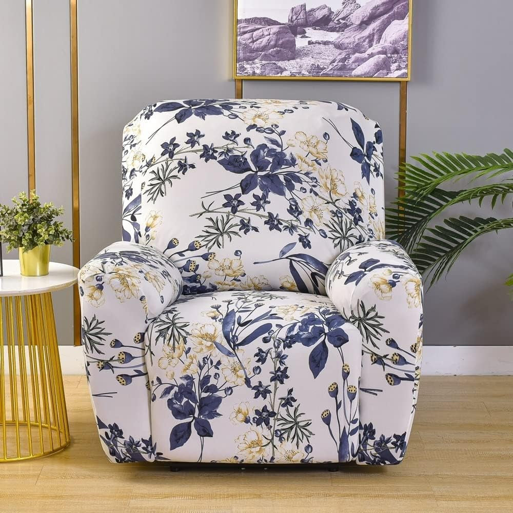 4 Pieces Set Printed Recliner Chair Cover