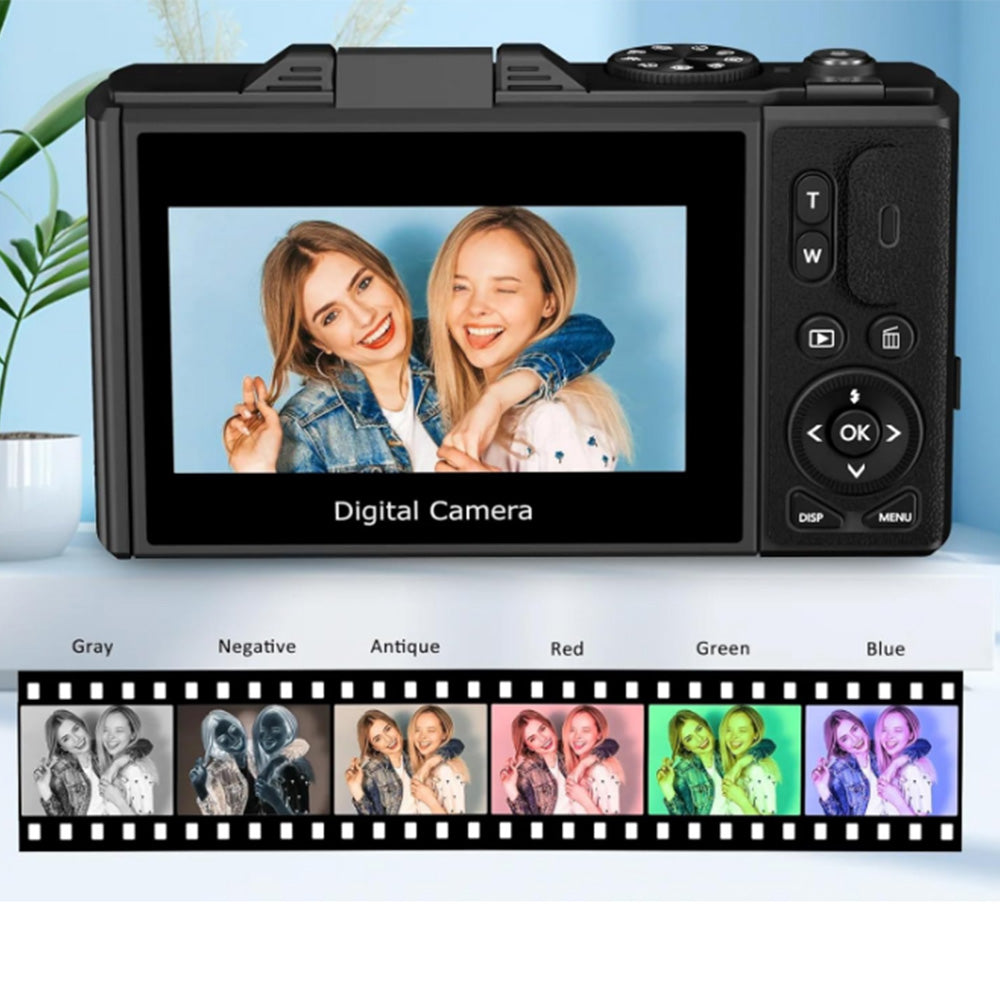 Digital Camera with 180 Degree Flip Screen WiFi Vlogging Camera with 64G TDF Card