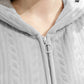 Unisex Long Hooded Zipper Bathrobe Fleece Robes Winter Warm Nightgown Sleepwear Pyjamas-Grey