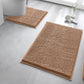 2 Piece Absorbent Bathroom Mat and U Shape Toilet Rug Set