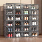2 Pcs Clear Stackable Shoe Boxes Plastic Sneaker Containers for Closet Under Bed