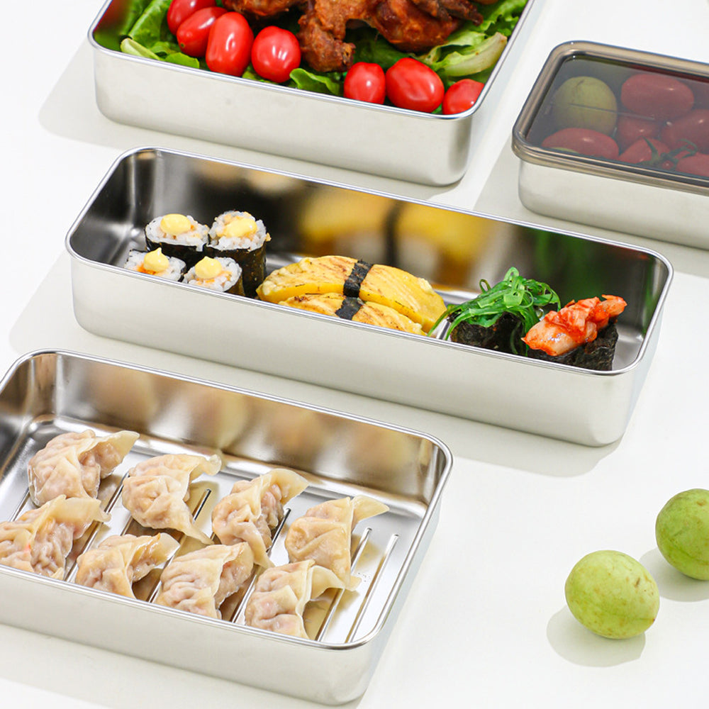 4Pcs Stainless Steel Airtight Food Storage Container with Lid for Refrigerator