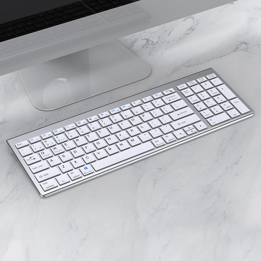 2.4G Ultra-Thin Rechargeable Bluetooth Wireless Keyboard Compatible with Multi-Device