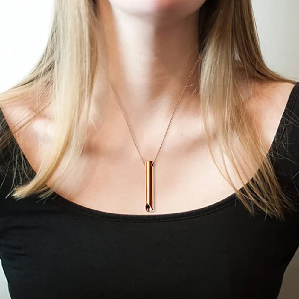 2Pcs Anxiety Breathing Necklace for Stress Relief-Black and Rose Gold
