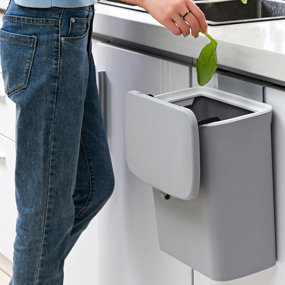 9L Kitchen Wall-Mounted Trash Can with Sliding Lid Seamless Sticker