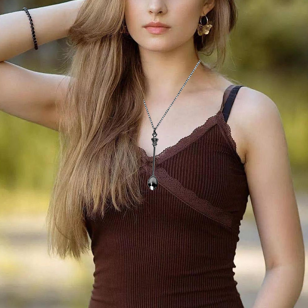 4Pcs Mini Crown Spoon Necklace