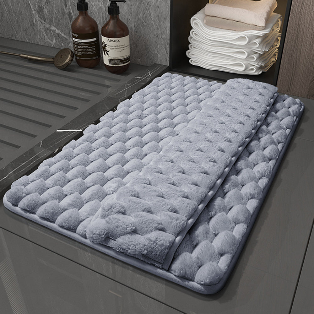 Memory Foam Bathroom Mat Wipe-Off Sole Mat Plush Absorbent Shower Mat-Gray