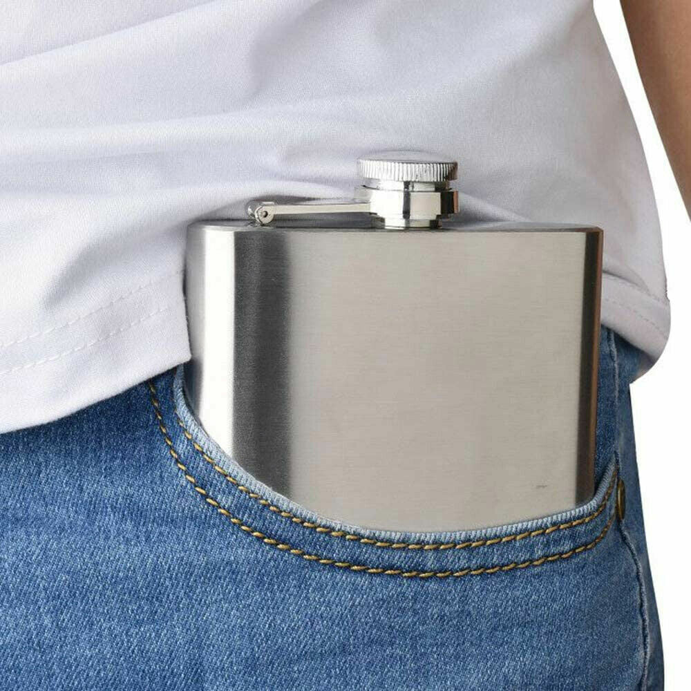 Stainless Steel Hip Flask for Men Portable Leak Resistant Pocket Liquor Bottle for Outdoor Travel