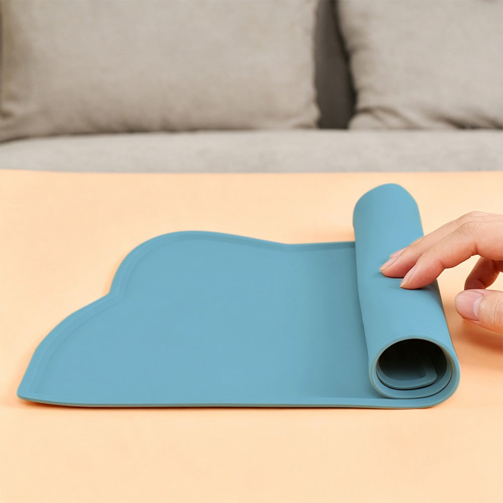 Thick Silicone Non Slip Pet Feeding Mat with Raised Spill Edge