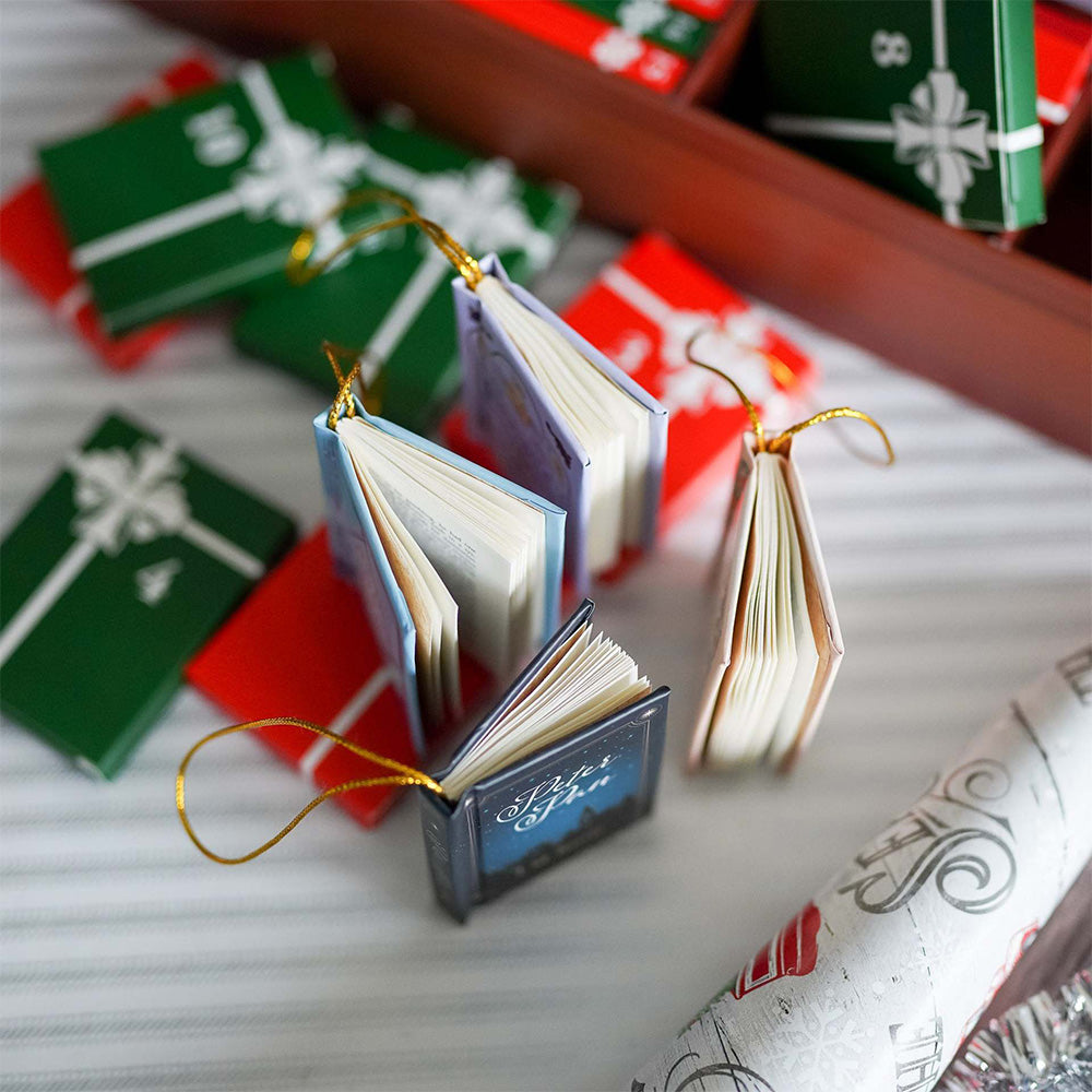 Mini Book Advent Calendar with 25 Book Ornaments for Christmas Countdown Holiday Decorations
