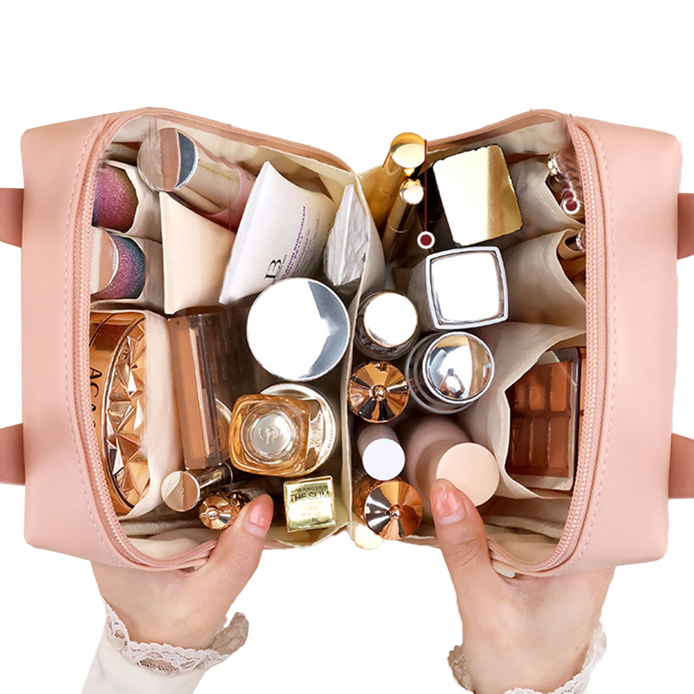 PU Leather Travel Cosmetic Bag with Handle