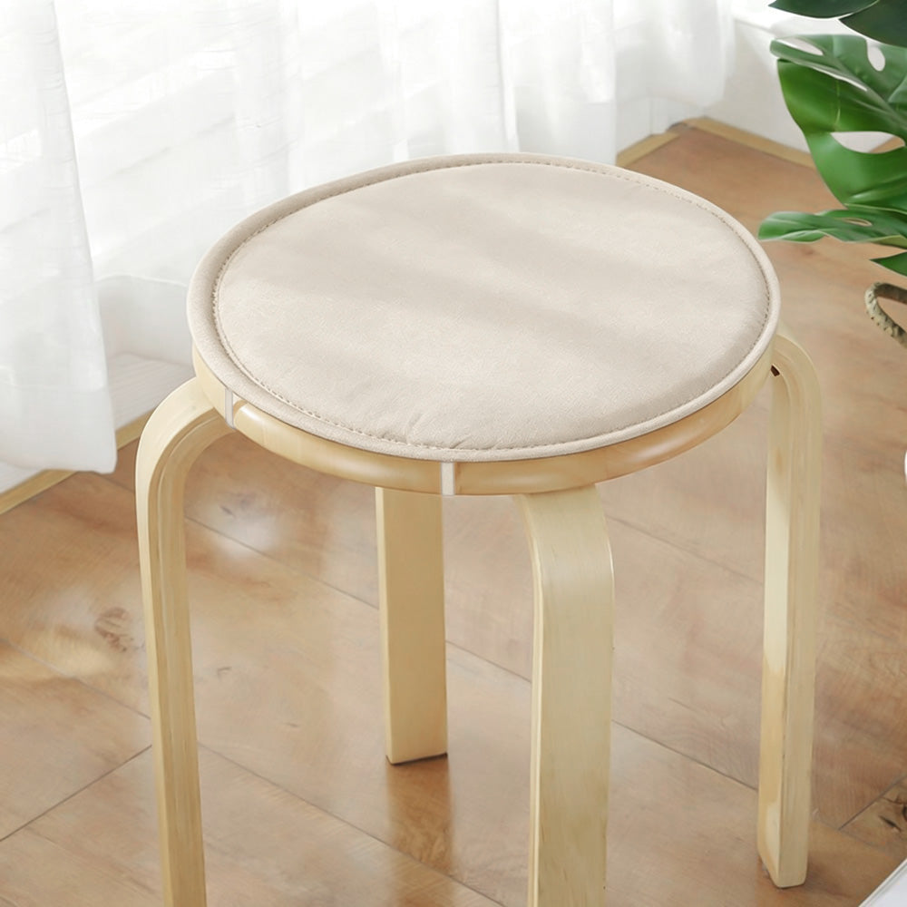 2Pcs Round Sponge Chair Cushions with Ties for Stools-Beige