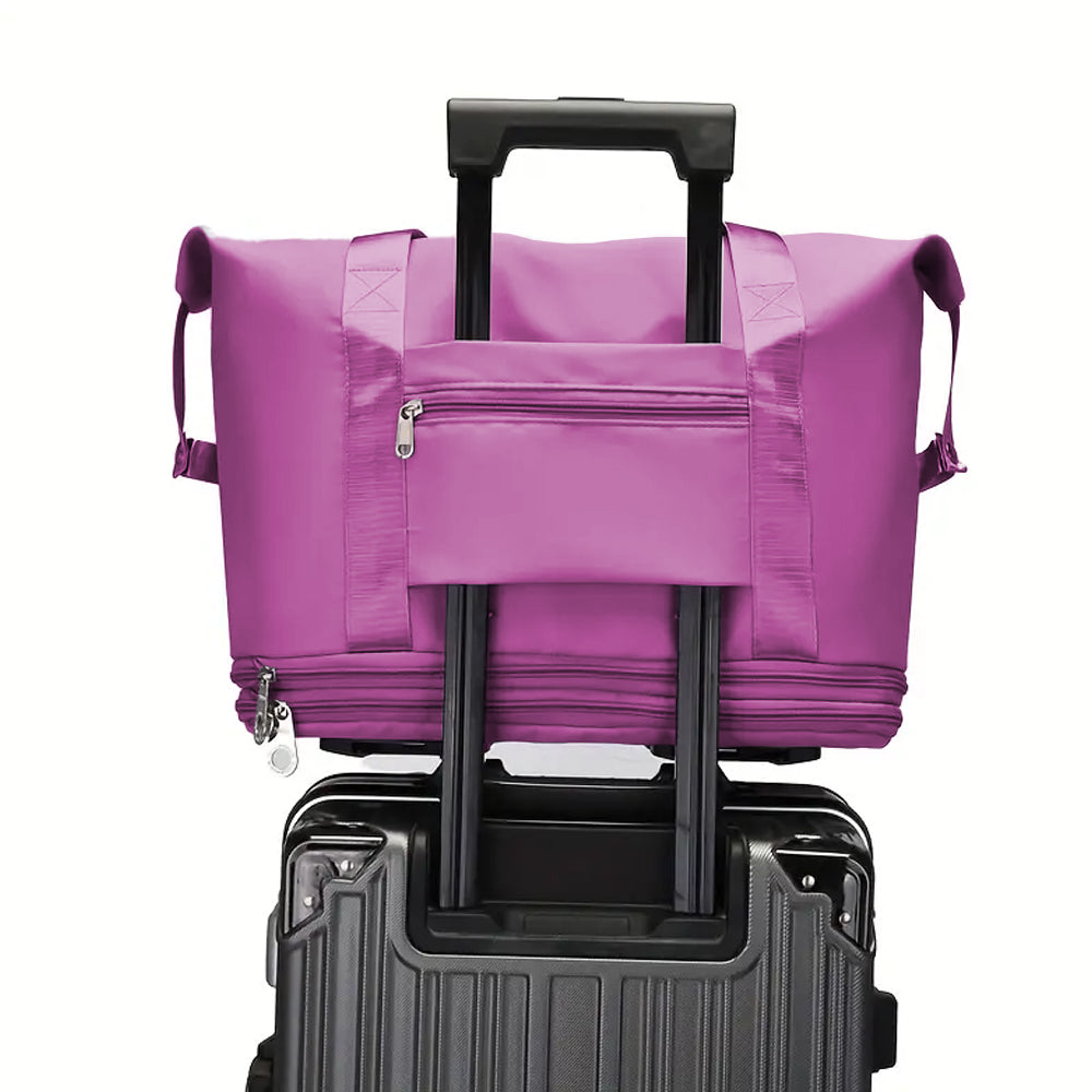 2Pcs Large-Capacity Expandable Carry on Luggage Bag with Wheels-Dark Purple and Black