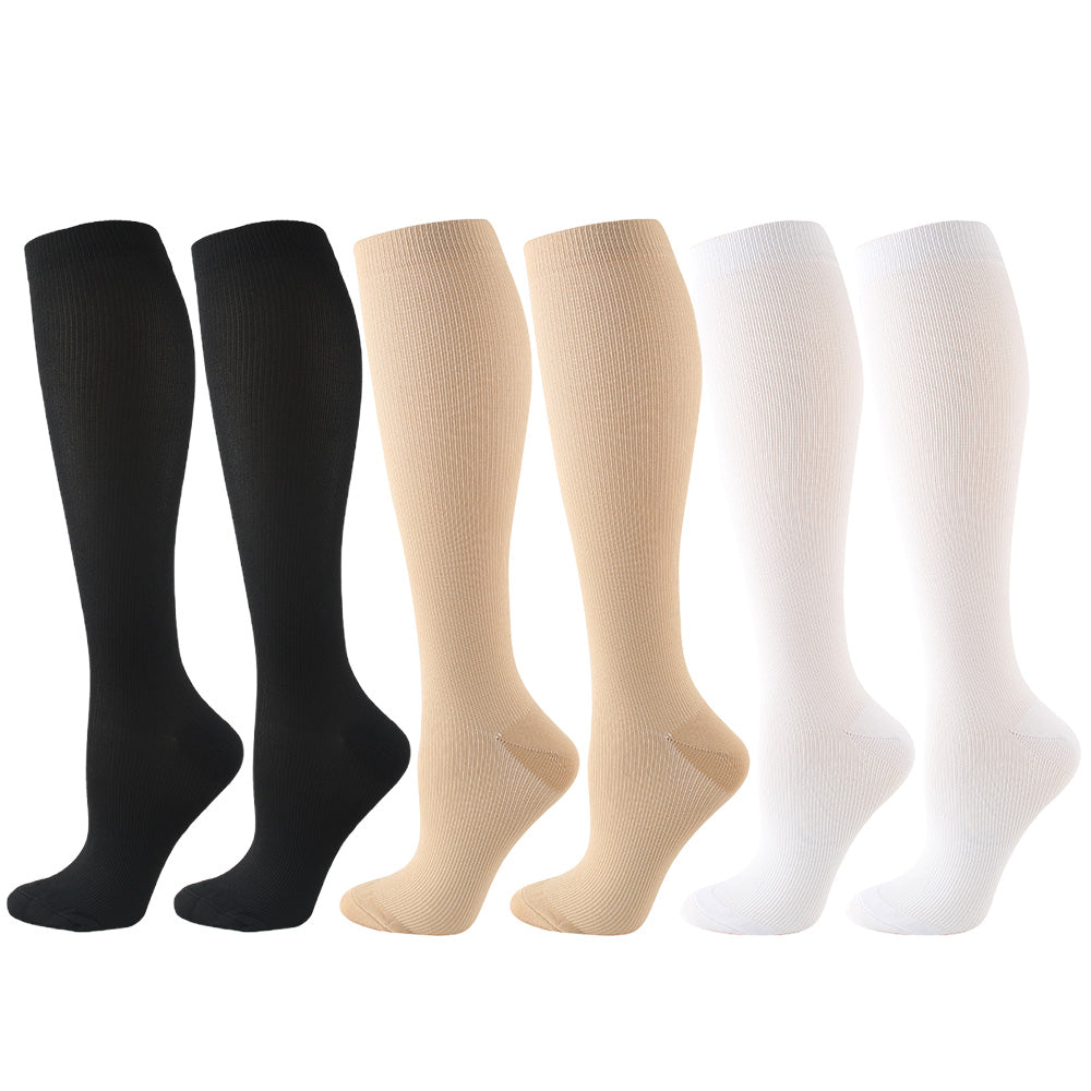 3 Pair Knee-High Socks for Support and Comfort During Sports Travel Daily Wear