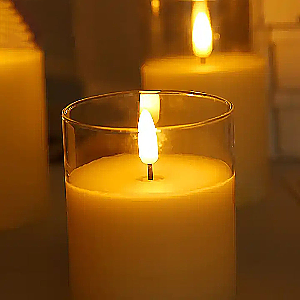 3Pcs Battery Operated LED Flameless Candles for Home Decor Party Wedding
