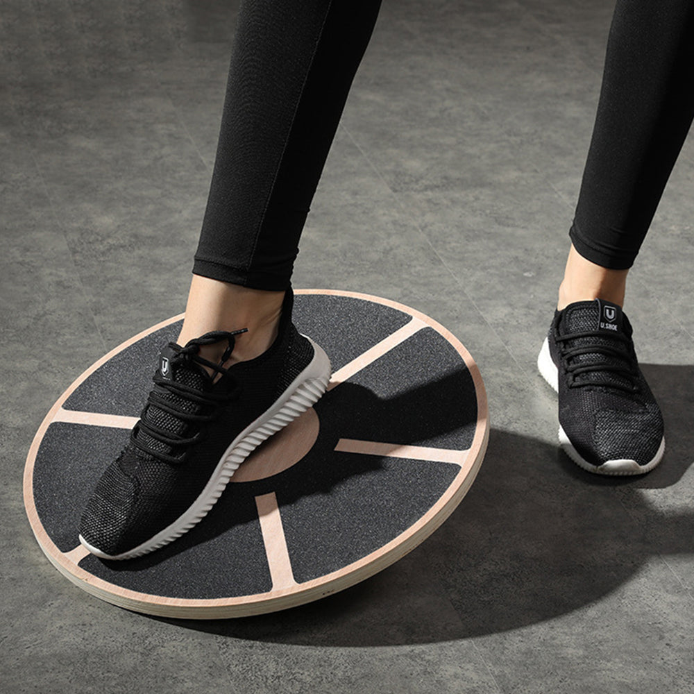 39.5cm Non-Slip Wooden Wobble Balance Board for Exercise Training