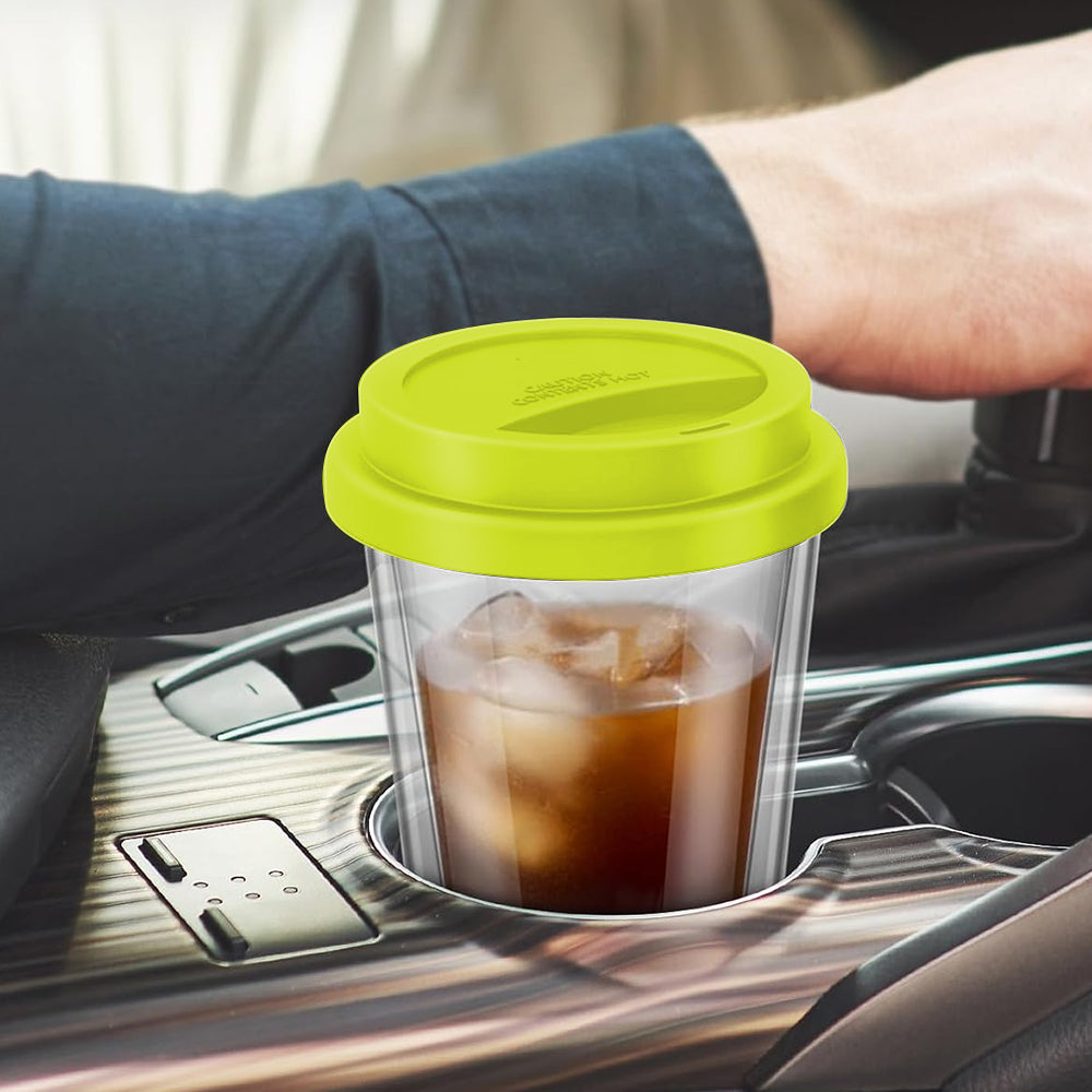 Double Walled Glass Coffee Mug Drinking Coffee Cup with Silicone Lid