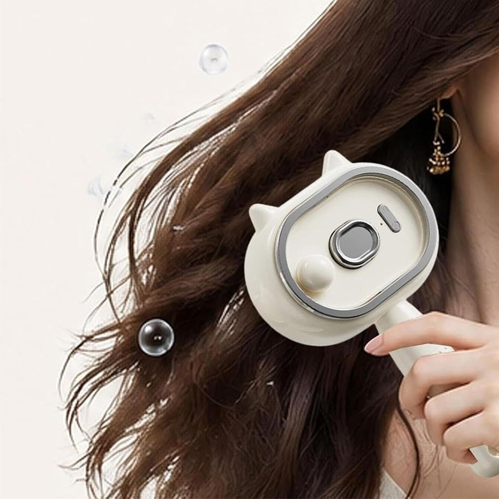 Electric Spray Hair Brush with Cat Ear Design and One Click Cleaning