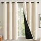 2 Pack 100 Percent Blackout Curtains with Black Liner for Bedroom Living Room and Office-Beige