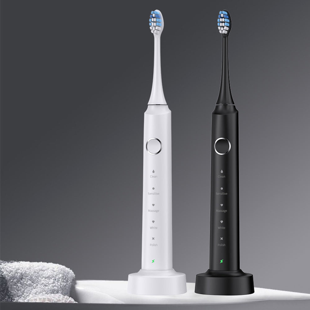 Electric Toothbrush Wireless Charging with 5 Modes 6 Brush Heads and Smart Timer