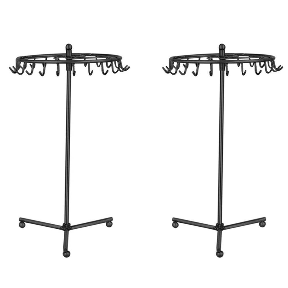 2Pcs Jewelry Rotating Ring Necklace Display Rack with 23 Hooks
