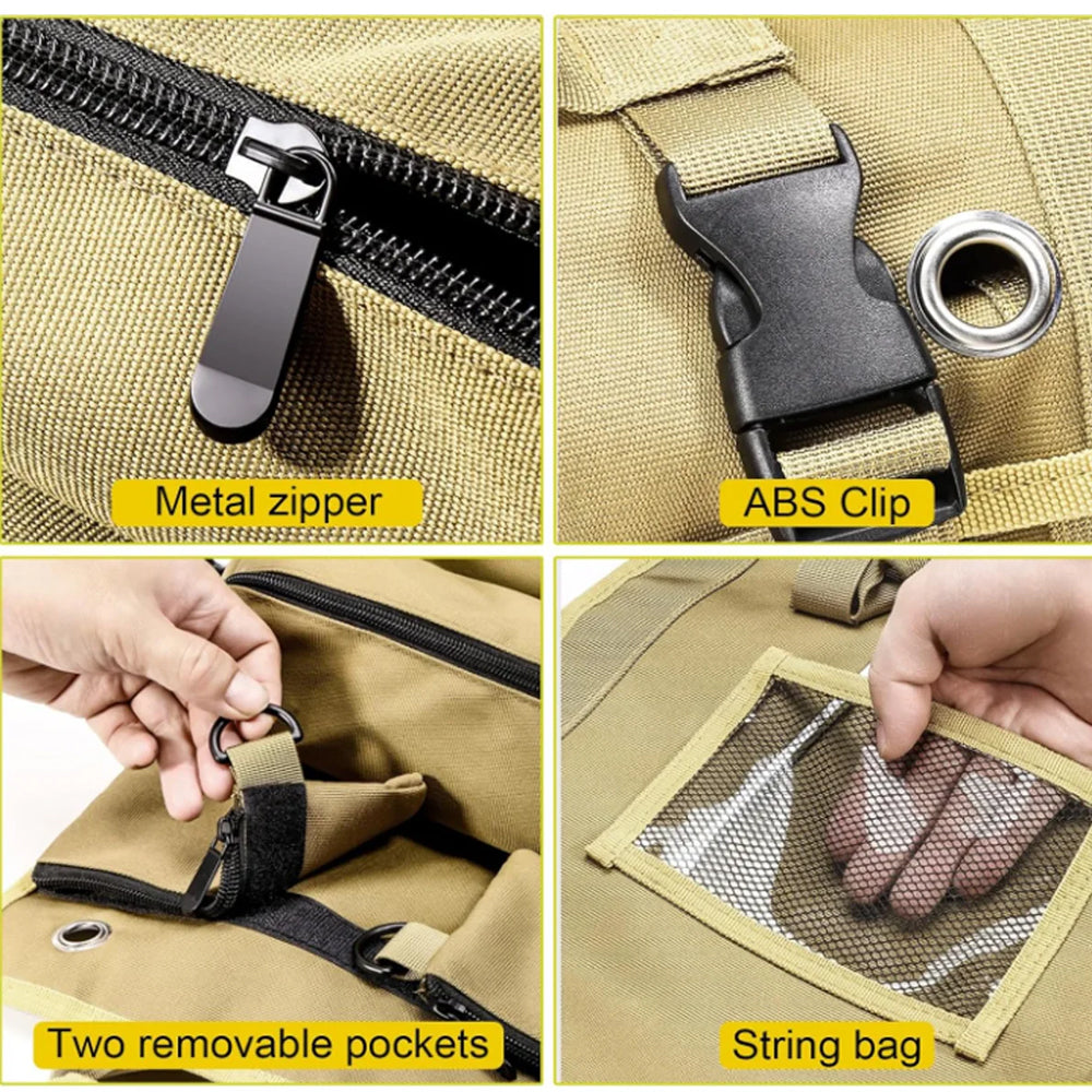 Roll-Up Hardware Tool Storage Bag with Detachable Zipper Pouch